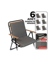 6'lı Sırtlıklı Sandalye Minderi Yıkanabilir 40x40 Gri