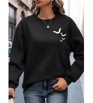 AMOR FACE ÖZEL TASARIM BEYAZ YARASALAR BASKILI OVERSİZE ŞIK KADIN SWEATSHIRT (Siyah)