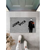 Dormot Modern Dijital Baskı -Gri John Wick1 - 70x45 cm - Kapı Önü Paspası (Bej)
