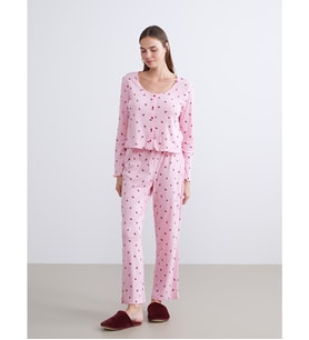 LCW DREAM Pembe Petite U Yaka Çiçekli Kadın Pijama Takımı