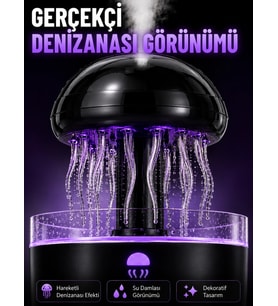 RGB Işıklı Denizanası Hava Nemlendirici Ultrasonik Buhar Makinesi 2H 4H 8H Zamanlayıcılı