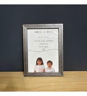 Çocukluk Fotoğraf Birleştirme, Çerçeve, Kişiye Özel, Konsept, Sevgiili Arkadaş Hediye (15x21) (Gri)