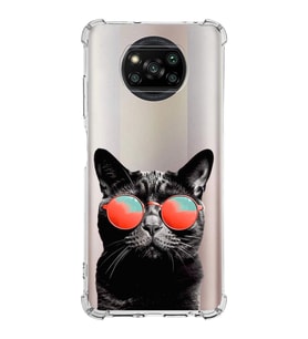 PrintiFy Poco X3 NFC Uyumlu Kedi 3 Baskılı Şeffaf Köşe Korumalı Antişok Kılıf