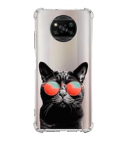 PrintiFy Poco X3 NFC Uyumlu Kedi 3 Baskılı Şeffaf Köşe Korumalı Antişok Kılıf