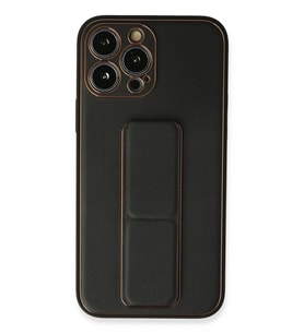 Newface Apple iPhone 13 Pro Kılıf Coco Deri Standlı Kapak - Siyah
