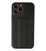 Newface Apple iPhone 13 Pro Kılıf Coco Deri Standlı Kapak - Siyah