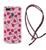 Oppo A5S A15 A16 A54 A55 A73 A74 Kılıf Boyun Asklı Rasta Silikon Heart Lollipop 1414