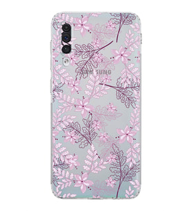 Samsung Galaxy A50   Kamera Korumalı  Kapak Floral Pudra Tasarımlı  Şeffaf Kılıf