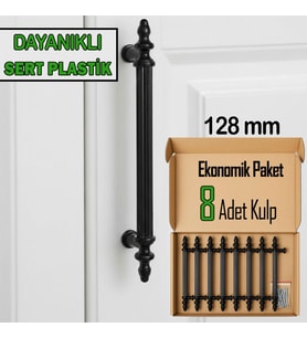 8 Adet Sert Plastik Polavit Siyah 128 Mm Mobilya Mutfak Çekmece Dolap Dolabı Kulpu Kulbu Kulpları