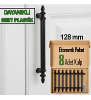 8 Adet Sert Plastik Polavit Siyah 128 Mm Mobilya Mutfak Çekmece Dolap Dolabı Kulpu Kulbu Kulpları