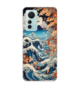 Xiaomi Mi 12 Lite Uyumlu Kanagawa Dalga Desenli Şeffaf Telefon Kılıfı