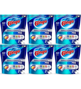 Bingo Akıllı Kapsül Pro Bulaşık Makinesi Deterjanı Tableti 300 Adet Limon Kokulu (6PK*50)