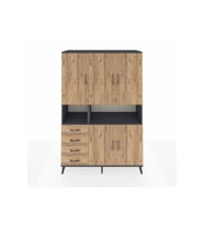 Hyperion Gardrop 7 Raflı 4 Çekmeceli 5 Kapaklı 132x44x195 Antrasit-Çam