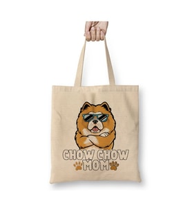 Chow Chow Çin Aslanı Dog Mom Köpek Annesi Beyaz Bez Çanta Uzun Saplı Alışveriş Çantası Plaj Çantası