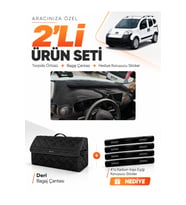 e-biz PEUGEOT BİPPER TAM KAPALI (2007-2020) Uyumlu Torpido Örtüsü + Deri Çanta - Siyah - PE019