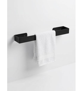 40 Cm Yapışkanlı Havlu Askısı Metal Havluluk Delmeden Montaj Banyo Havlu Askılığı Mutfak Havlu Tutucu Lavabo Yanı Havlu Askısı Siyah Duvar Havluluk (Siyah)