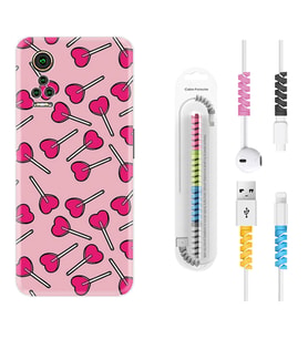 General Mobile GM 21 Pro GM 22 Pro Plus Kılıf Kablo Koruma Spiral Silikon Heart Lollipop 1414
