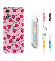 General Mobile GM 21 Pro GM 22 Pro Plus Kılıf Kablo Koruma Spiral Silikon Heart Lollipop 1414