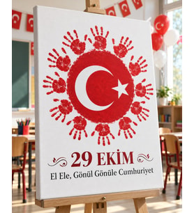 Ay Yıldız El İzi Panosu - 29 Ekim Cumhuriyet Bayramı Sınıf Etkinliği