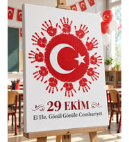 Ay Yıldız El İzi Panosu - 29 Ekim Cumhuriyet Bayramı Sınıf Etkinliği