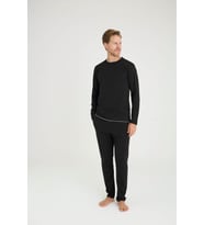 Erkek Midi Yaka Pijama Takımı Konforlu Uyku Modern Tasarım (Siyah)