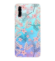 Huawei P30  Kamera korumalı Kapak Floral Kırmızı Tasarımlı  Şeffaf Kılıf