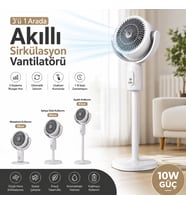 3'ü 1 Arada Akıllı Sirkülasyon Vantilatörü 10W Şarjlı Ayaklı Masaüstü Fan Uzaktan Kumandalı 5 Kademeli