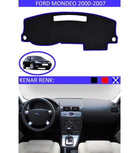 Ford Mondeo 2000-2007 İçin Uygun Torpido Koruma Halısı Siyah Kenar Renk Mavi
