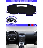 Ford Mondeo 2000-2007 İçin Uygun Torpido Koruma Halısı Siyah Kenar Renk Mavi