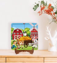 BK Toys Çocuklar İçin 2 si 1 arada Eğitici-Öğretici Ahşap 4 Parça Yapboz Puzzle Çerçeve Model 2