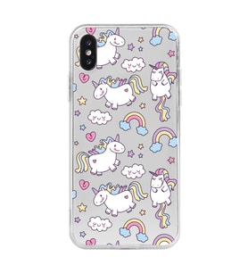 Iphone X ve XS Uyumlu Unicorn Tasarımlı Şeffaf Telefon Kılıfı