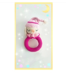 Uykucu Tavşan Çıngırak Amigurumi Organik Oyuncak