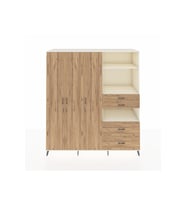 Kronos Dolap 12 Raflı 4 Çekmeceli Tek Askılı 220x59x243 Aytaşı-Çam/Çam