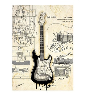 Elektro Gitar Anatomisi Mdf Tablo