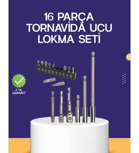 16 Parça Bits Adaptör Seti Vidalama Tamir Bakım Seti - Lisinya
