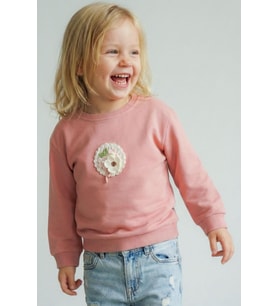 Breeze Kız Çocuk Sweatshirt Triko Çiçek Aplike Armalı 2-6 Yaş, Gülkurusu