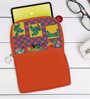 BK Gift Modern Soyut Tasarımlı Taşınabilir Koruyucu Tablet Kılıfı & Organizer Çanta - Turuncu-5