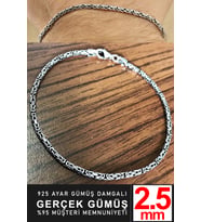 925 Ayar Gümüş Erkek Yuvarlak Kral Zincir Bileklik Künye Erkeğe Hediye msb14 (Beyaz)