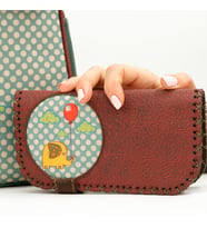 Fil Figürlü Büyük Cüzdan Etnik Bohem Retro Vintage Style  - BORDO