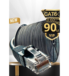 MN6 M108xf 90 Metre Internet Kablosu/ftp0.60mm-cat6 Iki Kat Korumalı/iç Dış Mekan/90m Ethernet Kablosu (Siyah)