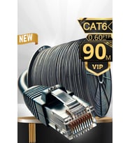 MN6 M108xf 90 Metre Internet Kablosu/ftp0.60mm-cat6 Iki Kat Korumalı/iç Dış Mekan/90m Ethernet Kablosu (Siyah)