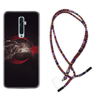 Oppo Reno 2Z 4 Lite 4 Pro 5 6 7 A31 Kılıf Boyun Asklı Rasta Silikon Kurt ve Ay Yıldız 1403