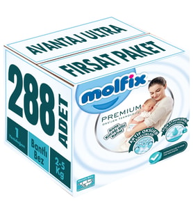Molfix Premium Bebek Bezi Beden:1 (2-5KG) Yeni Doğan 288 Adet Avantaj Ultra Fırsat Pk