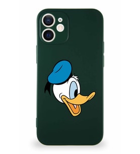 Apple iPhone 12 Soft Premier Kapak Donald Duck-F Tasarımlı Silikon Kılıf - Yeşil (Şeffaf)