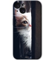 İphone 15 Plus Kılıf HD Desen Baskılı Kılıf - Kedi Bakışı