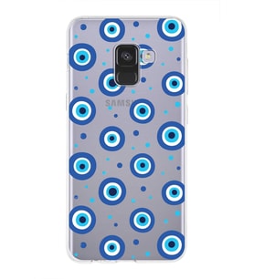 PrintiFy Samsung Galaxy A8 2018 ile Uyumlu 1mm Slim Fit Nazar Boncuğu 1 Baskılı Şeffaf  Kılıf