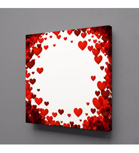 ÇERÇEVE ŞEKLİNDE KALPLER KANVAS TABLO 50x50cm (Karışık)