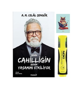Senin Cahilliğin Benim Yaşamımı Etkiliyor- Celal Şengör-Masa Kitap-Fosforlu Kalem-Not Defter Set (Krem)