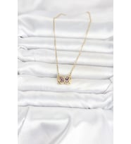316L Çelik Zincir Gold Renk Mor Kelebek Model Kadın Kolye 5886 - SSSSSS5775-3142
