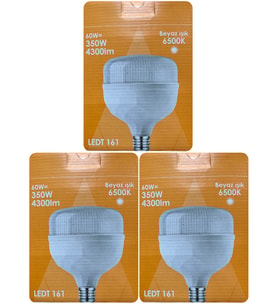 (3 Adet) Osaka 60W (350W) Beyaz Işık E27 Duylu (Kalın Duy) Led Torch Ampul